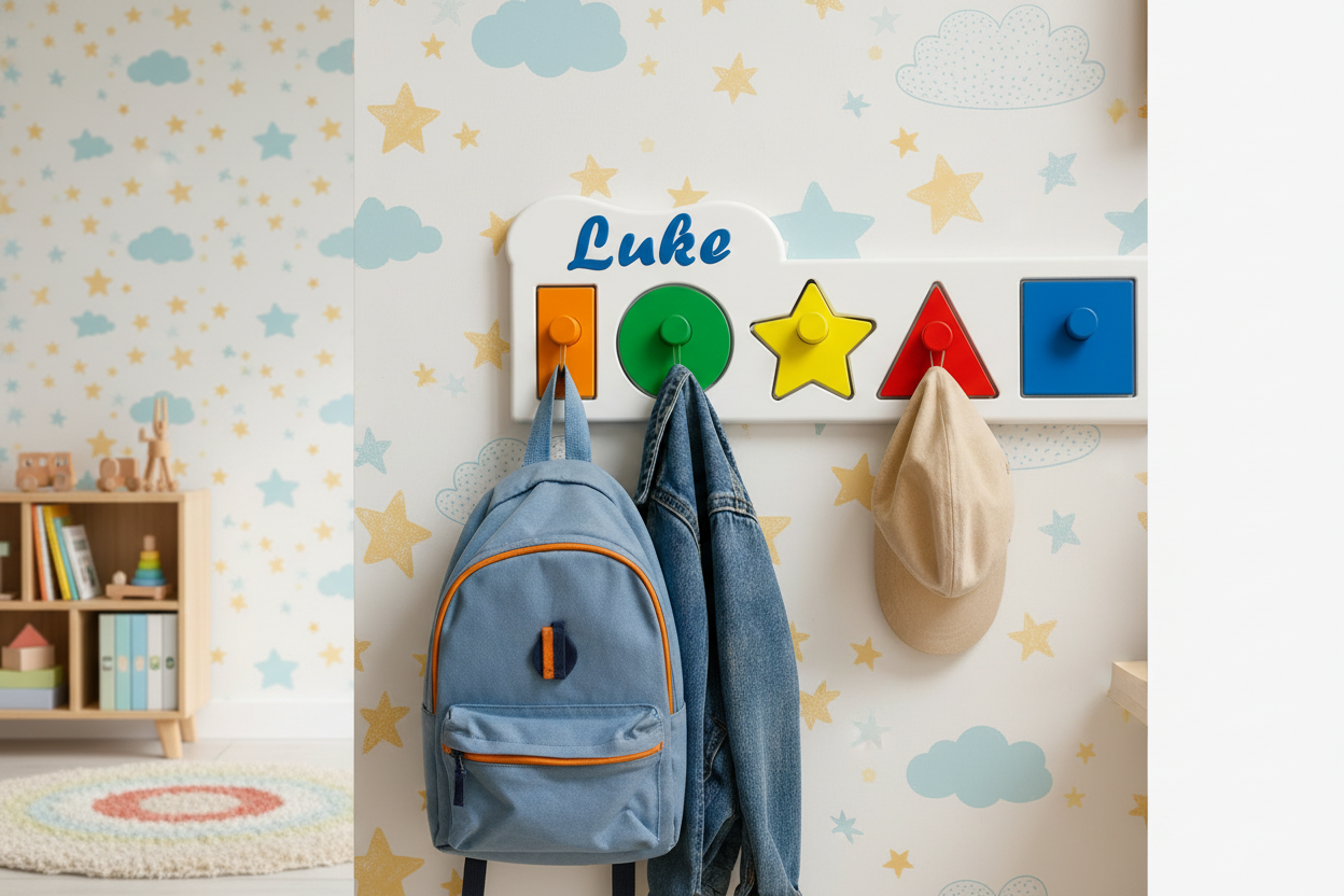 Personalised Kids Coat Hook | Wooden Name Peg Rack | Nursery Wall Hooks | Children’s Bedroom Storage | Playroom Decor | Custom Kids Gift UK
