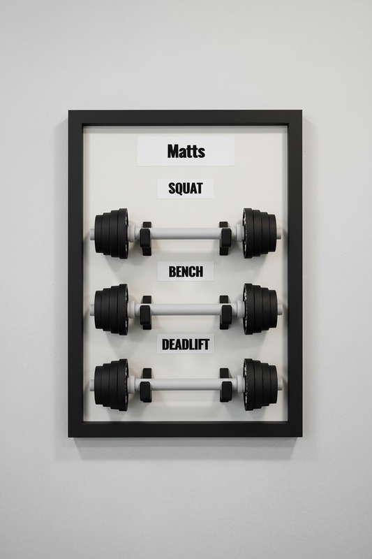 Personalised Gym Wall Art Frame | Custom Weightlifting Gift | Squat Bench Deadlift Tracker | Gym Decor UK | Fitness Gift for Him | Home Gym Sign