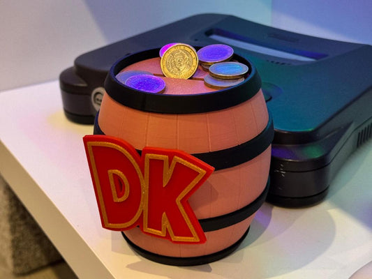 3D Printed Donkey Kong DK Barrel Money Box