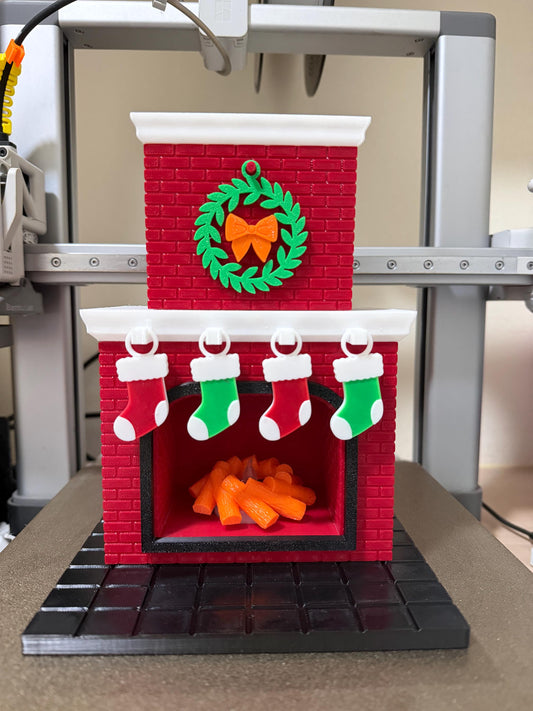 3D Printed Christmas Fireplace Tealight Holder – Festive Décor