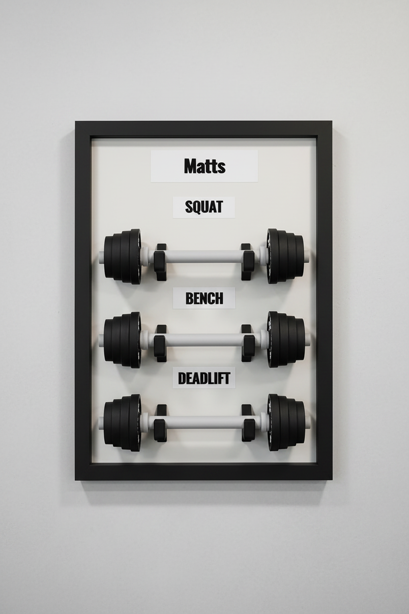 Personalised Gym Wall Art Frame | Custom Weightlifting Gift | Squat Bench Deadlift Tracker | Gym Decor UK | Fitness Gift for Him | Home Gym Sign