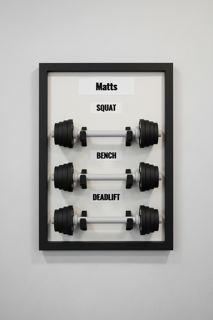 Personalised Gym Wall Art Frame | Custom Weightlifting Gift | Squat Bench Deadlift Tracker | Gym Decor UK | Fitness Gift for Him | Home Gym Sign