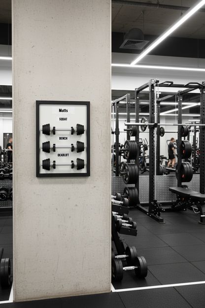 Personalised Gym Wall Art Frame | Custom Weightlifting Gift | Squat Bench Deadlift Tracker | Gym Decor UK | Fitness Gift for Him | Home Gym Sign