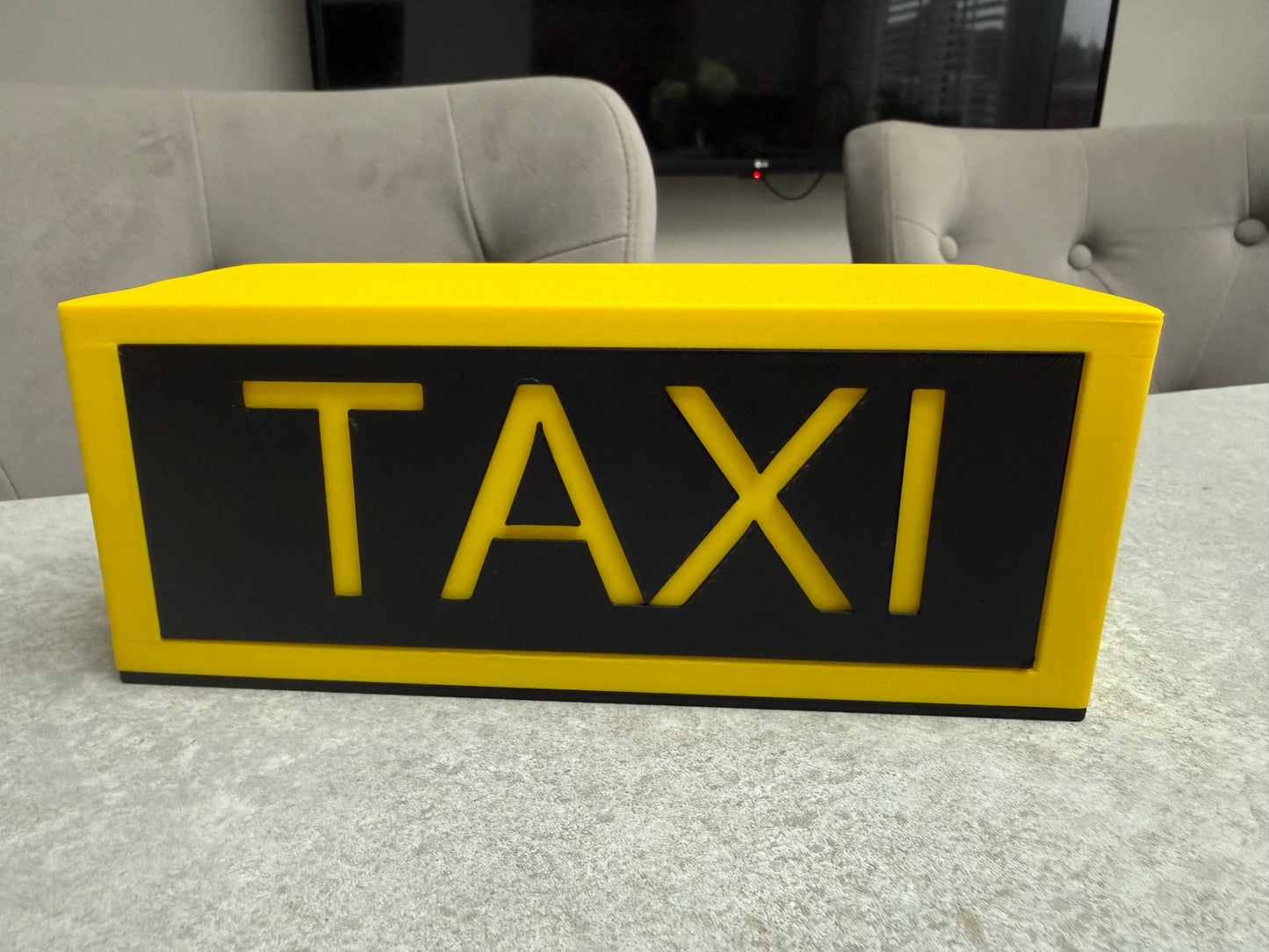 3D Printed TAXI LED Lightbox Sign – Retro Home Bar Decor