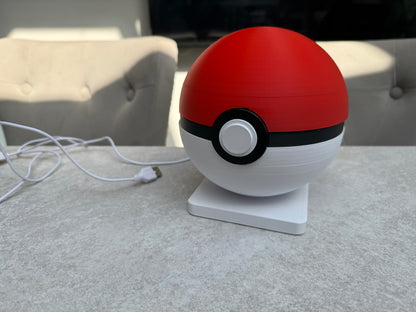 PokeBall - Red & White Ball LED Night Light – Gaming Inspired Desk Lamp, USB Mood Light, Bedside Lamp, Unique Gift for Gamers, Ambient Room Decor UK