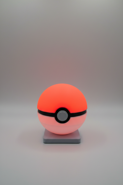 PokeBall - Red & White Ball LED Night Light – Gaming Inspired Desk Lamp, USB Mood Light, Bedside Lamp, Unique Gift for Gamers, Ambient Room Decor UK