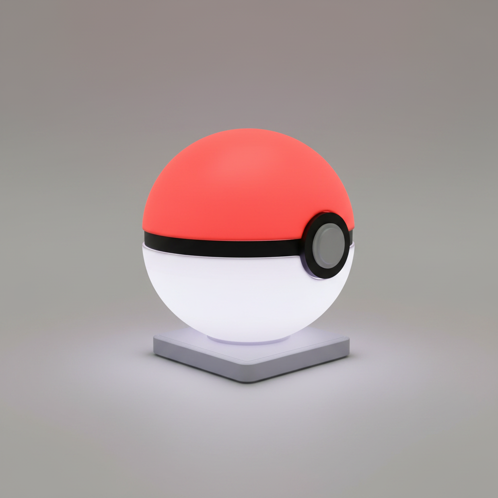 PokeBall - Red & White Ball LED Night Light – Gaming Inspired Desk Lamp, USB Mood Light, Bedside Lamp, Unique Gift for Gamers, Ambient Room Decor UK