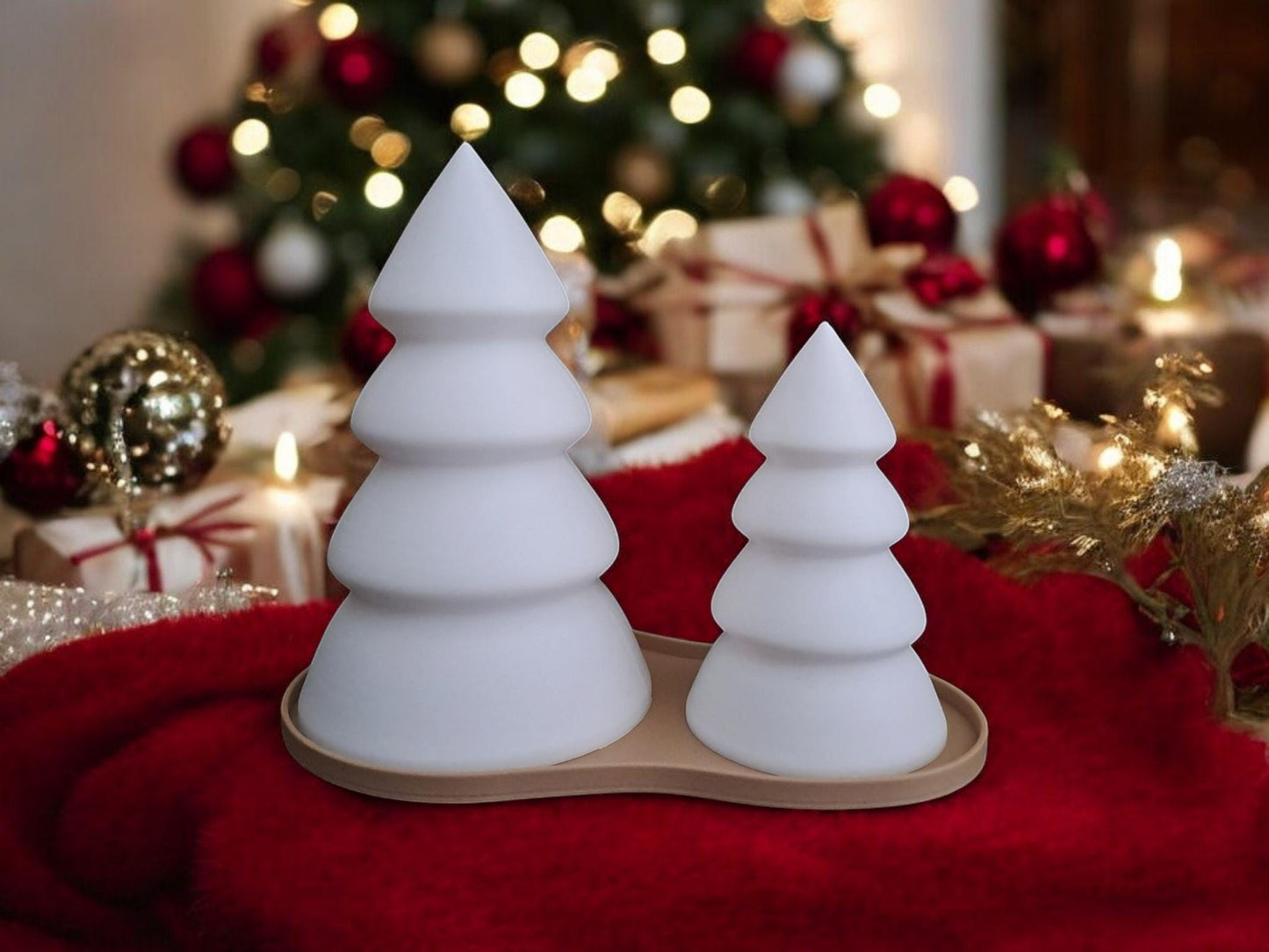 3D Printed Christmas Tree Tealight Holder Set