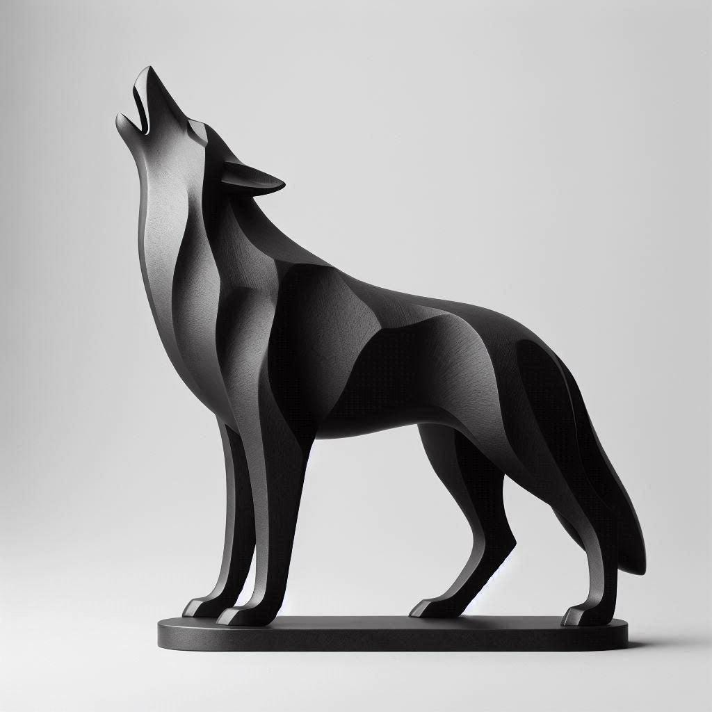 3D Printed Majestic Wolf Sculpture