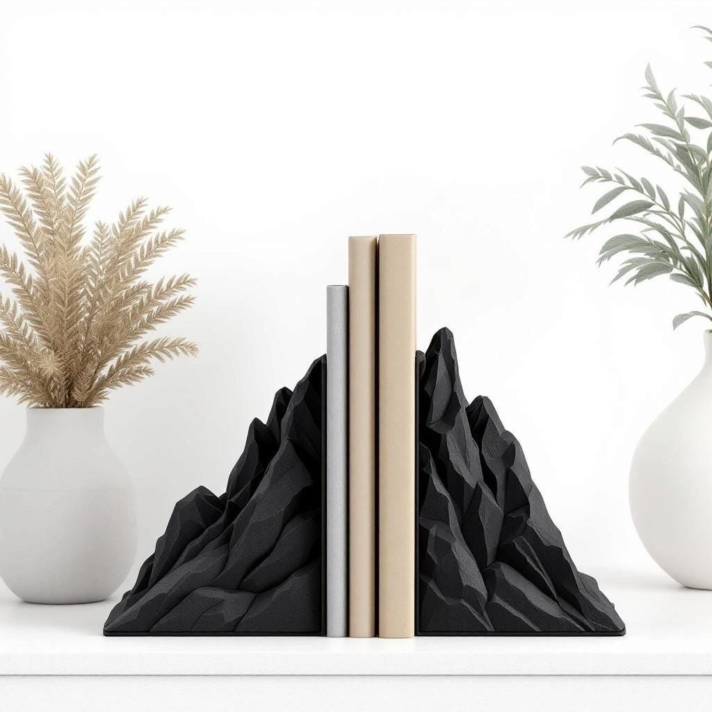 3D Printed Mountain Bookends Set