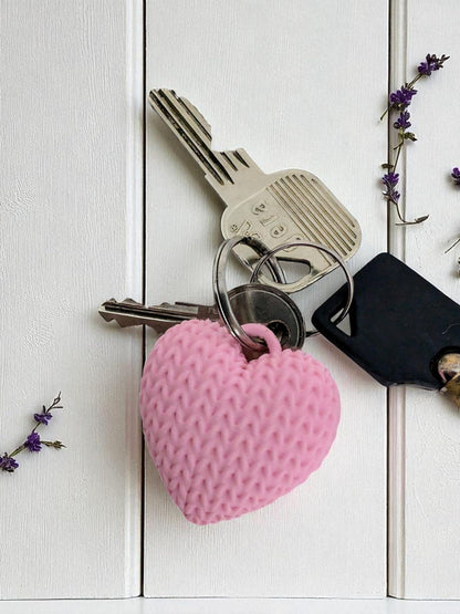 Knitted Heart Keychain