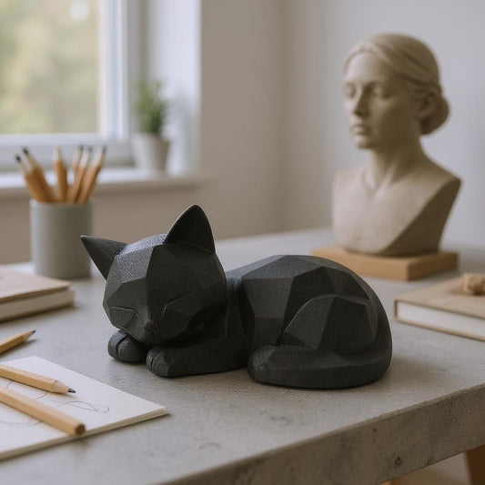 3D Printed Sleeping Cat Sculpture