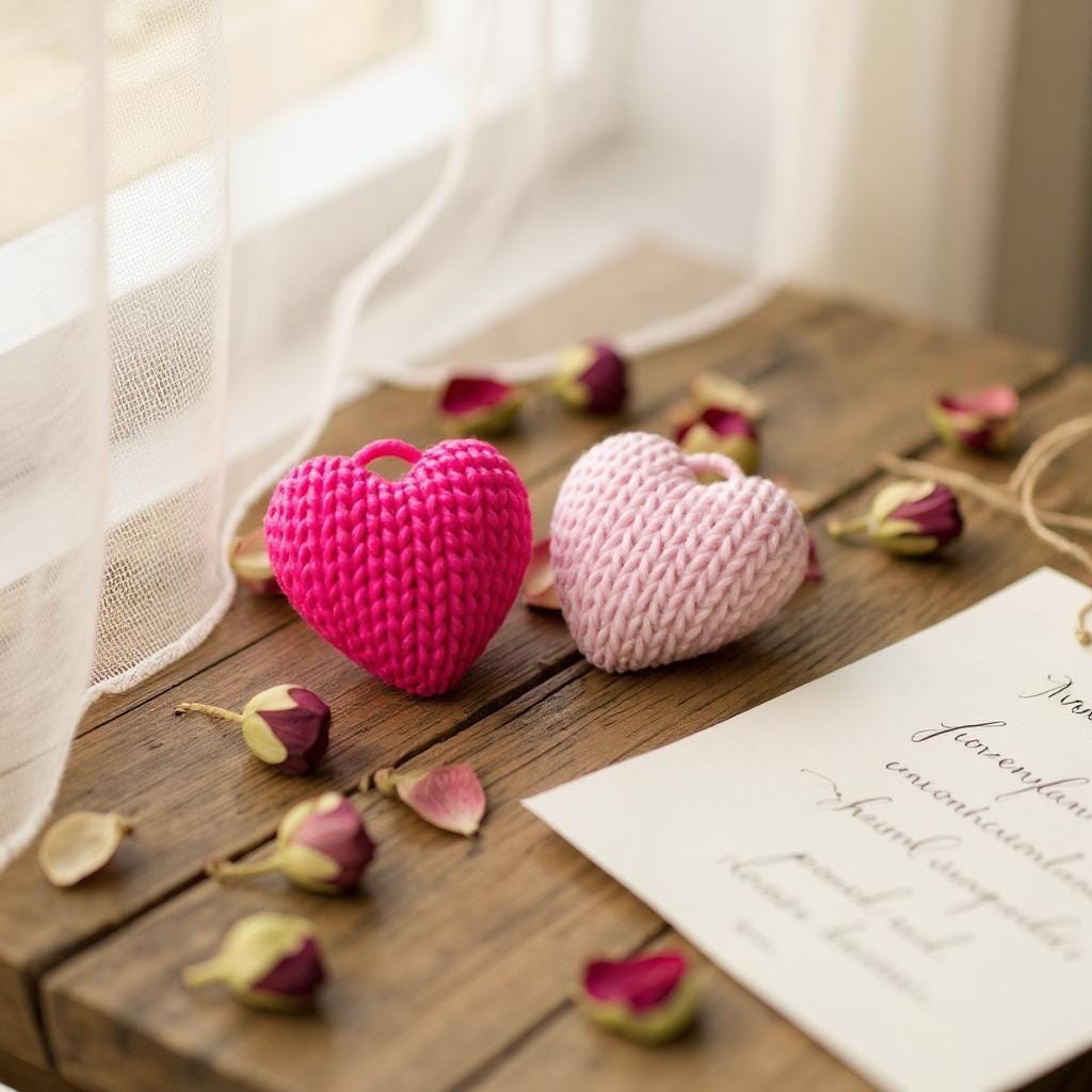 Knitted Heart Keychain