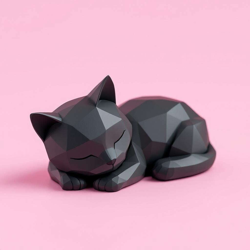 3D Printed Sleeping Cat Sculpture