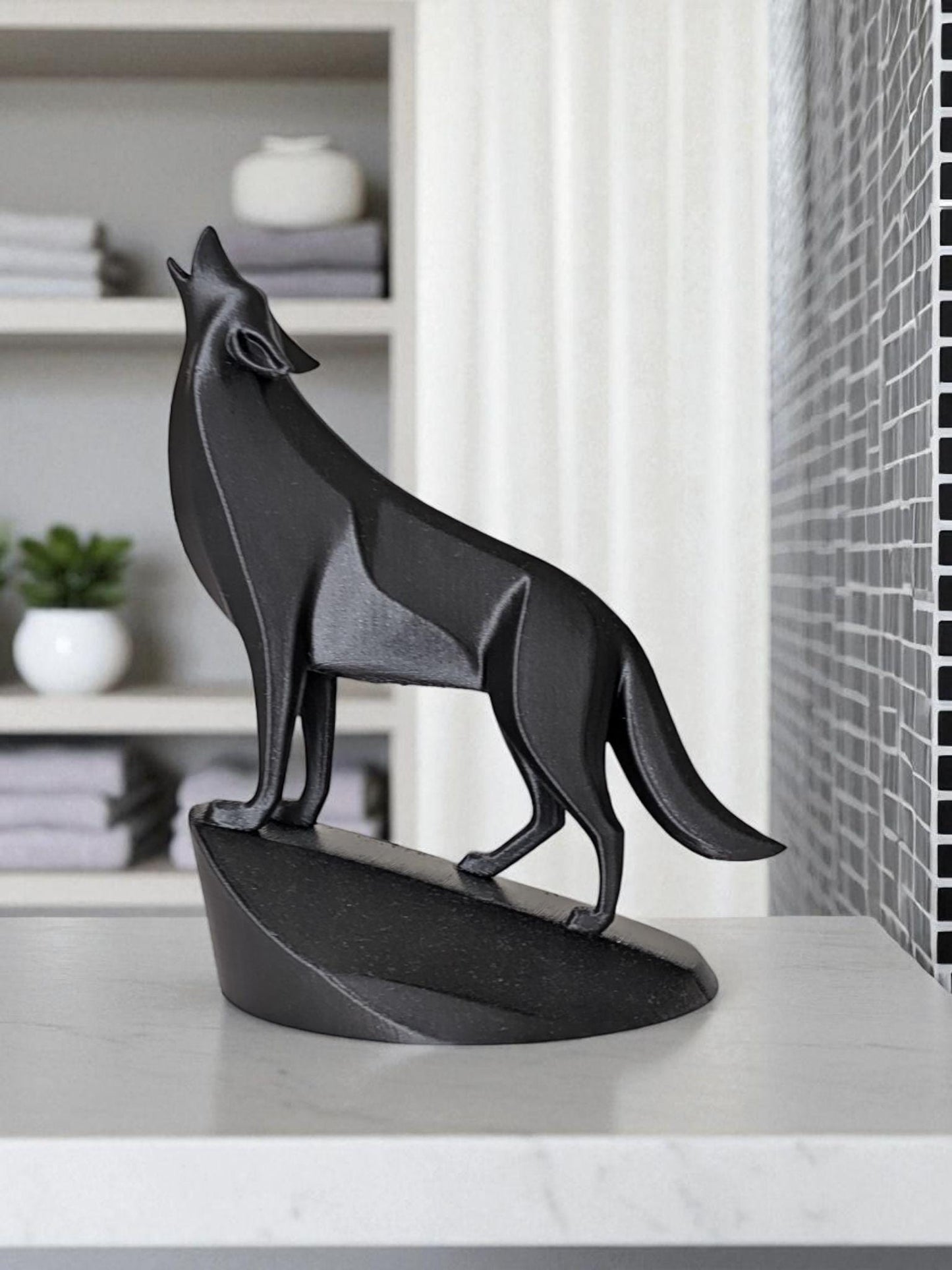 Majestic Wolf on Pedestal