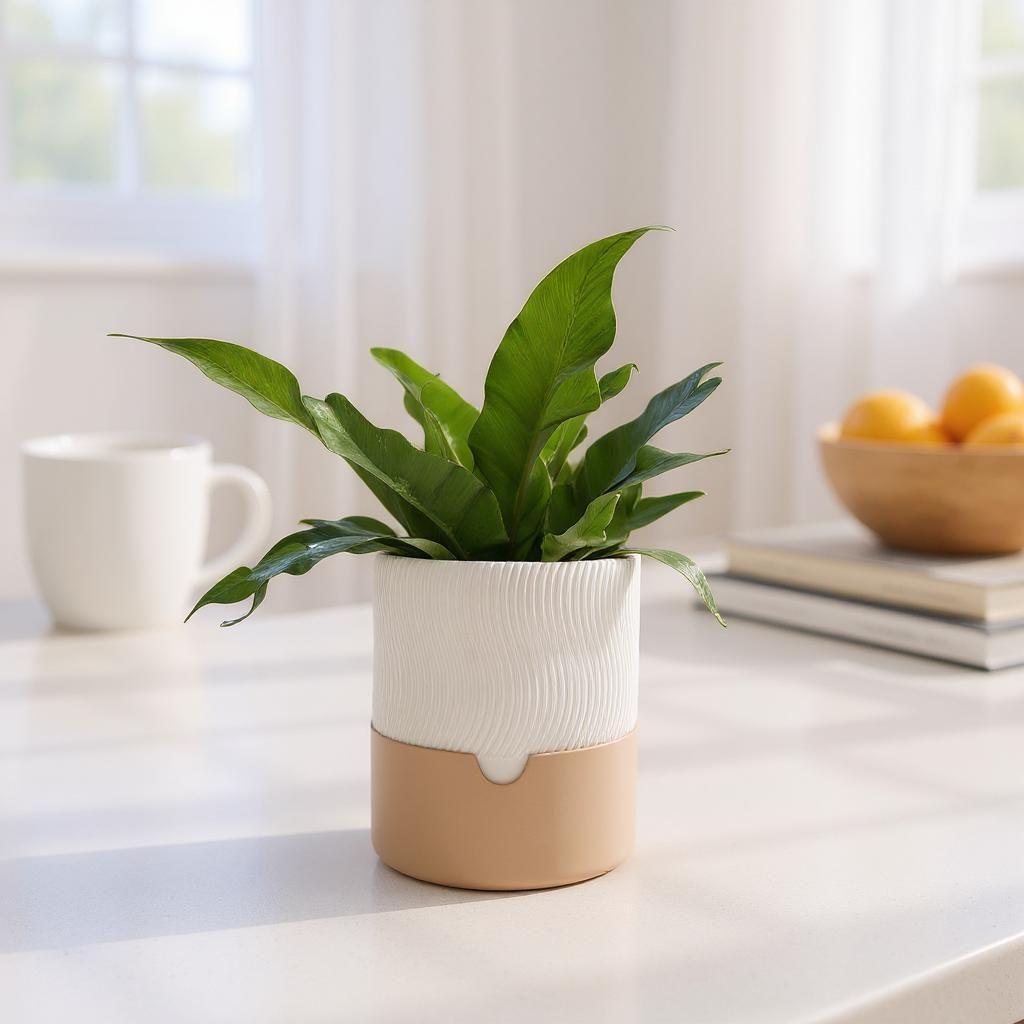 3D Printed Ribbed Planter Set – 2-Piece Self-Watering Plant Pots