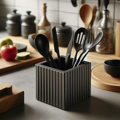 3D Printed Square Ribbed Kitchen Utensil Holder