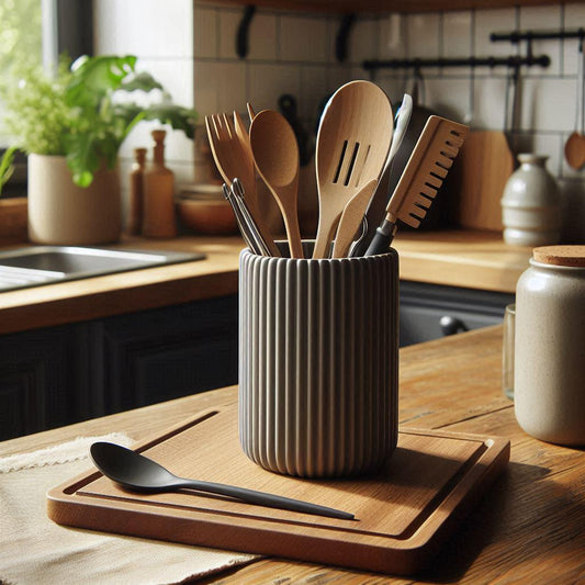Round Ribbed Kitchen Utensil Holder