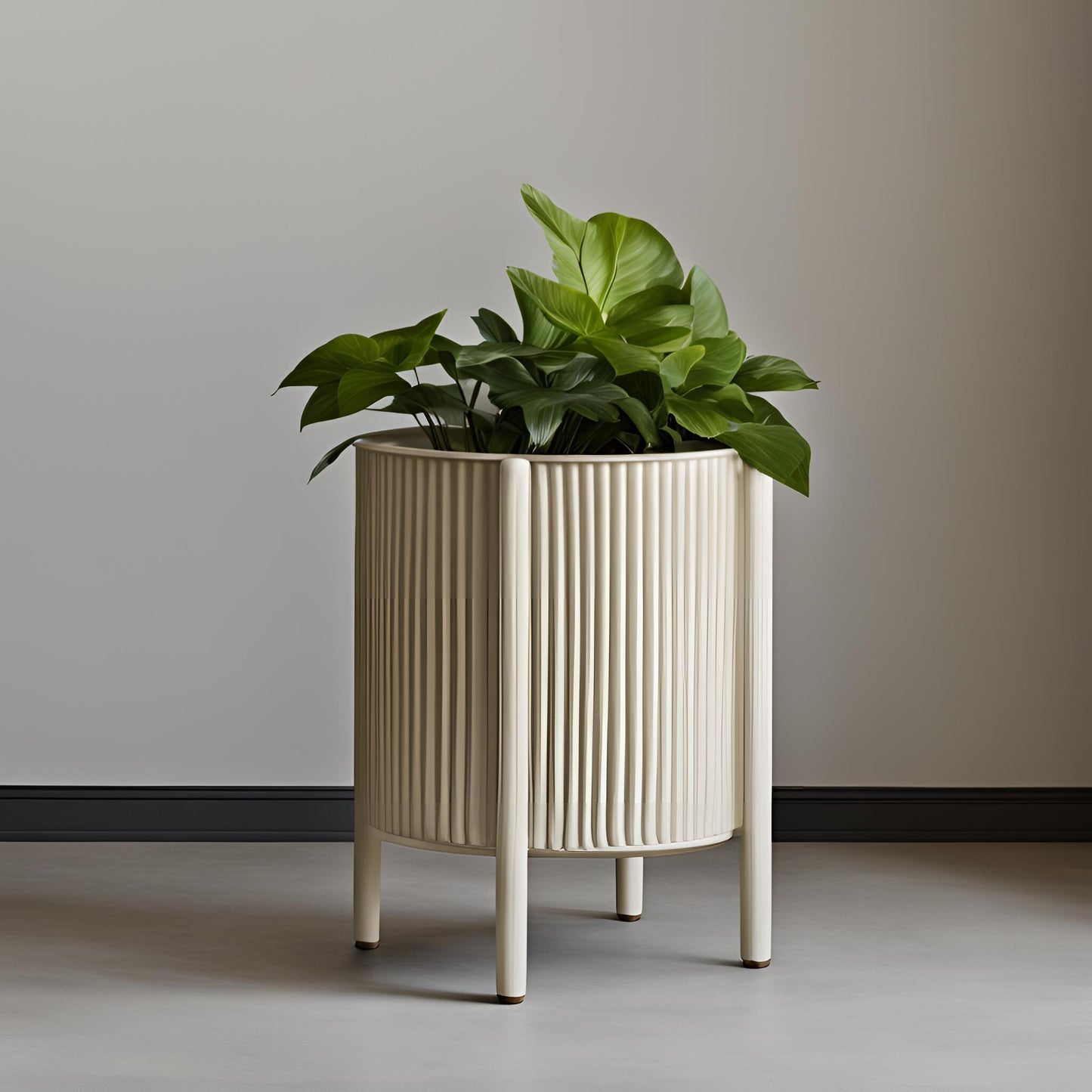 Mid-Century Ribbed Planter with Feet