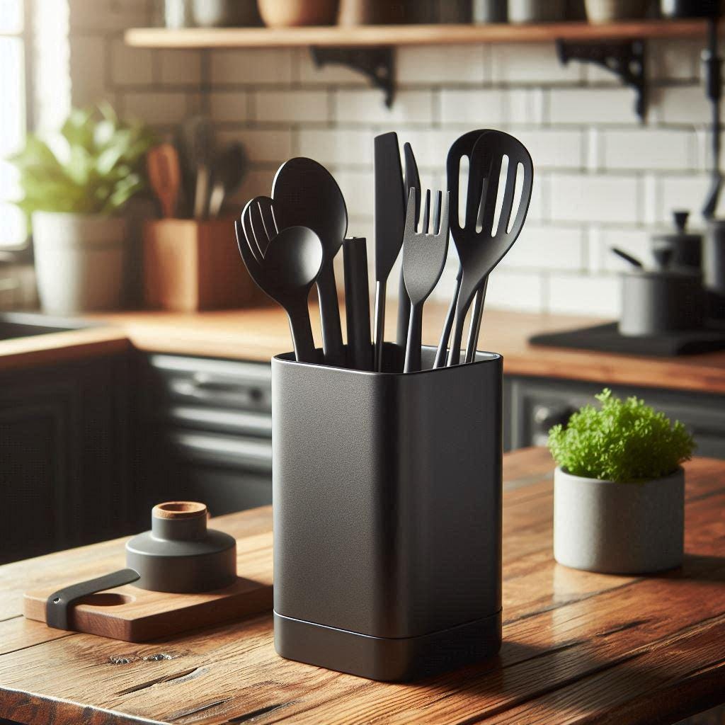3D Printed Square Tall Kitchen Utensil Holder