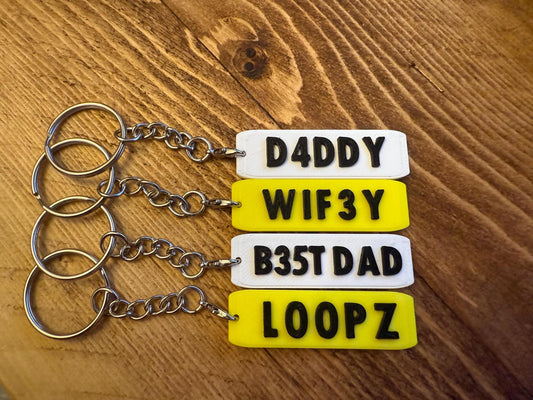 3D Printed Personalised Number Plate Keyring – Custom Car Gift UK