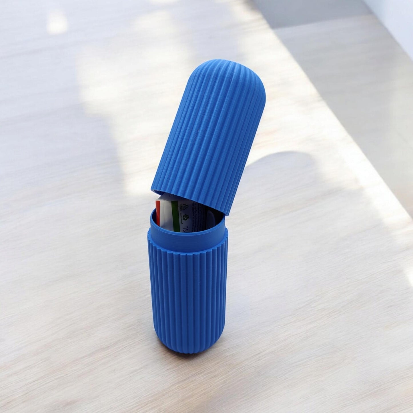 3D Printed Ribbed Toothbrush and Toothpaste Travel Case