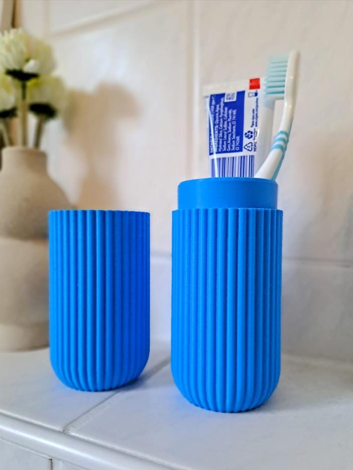 3D Printed Ribbed Toothbrush and Toothpaste Travel Case