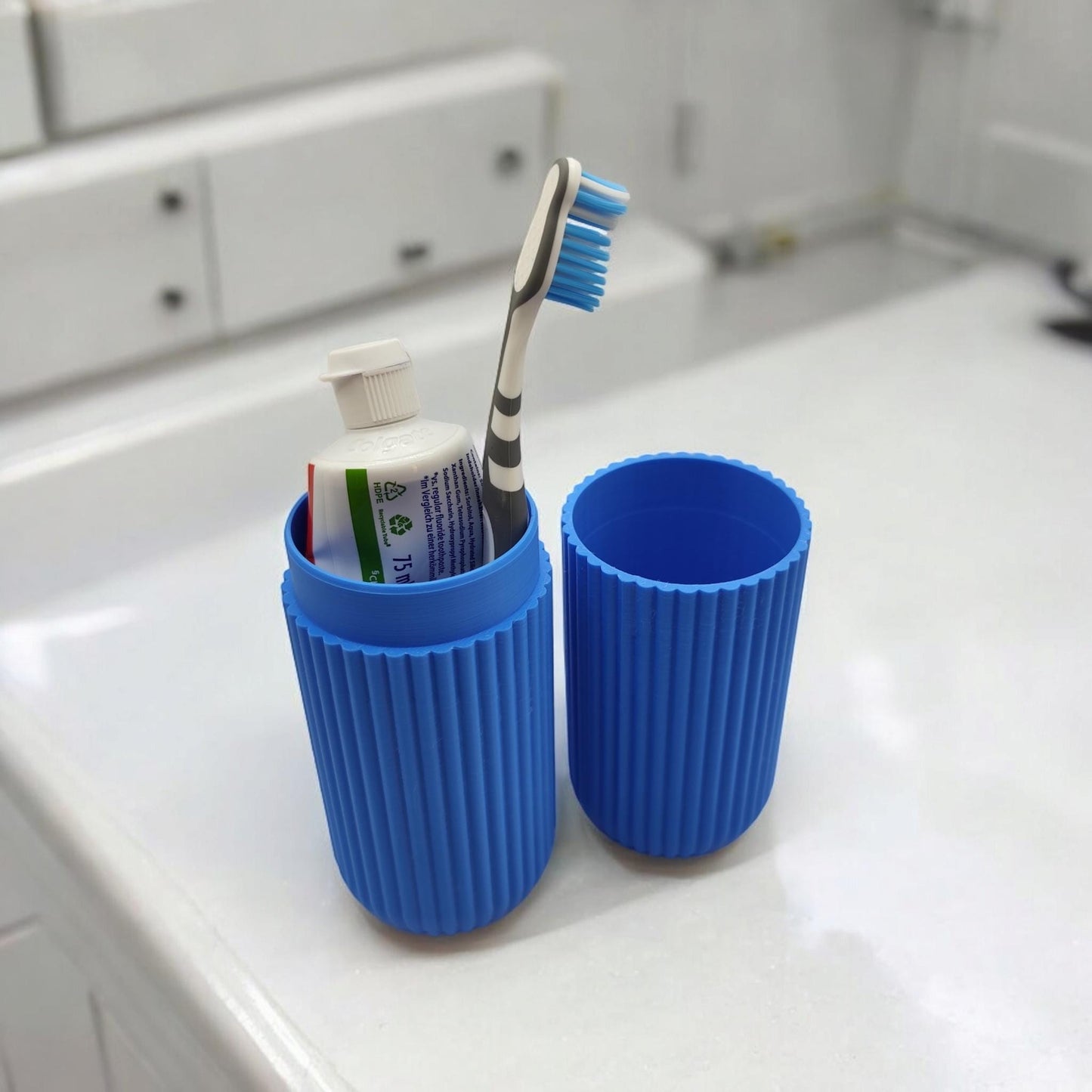 3D Printed Ribbed Toothbrush and Toothpaste Travel Case