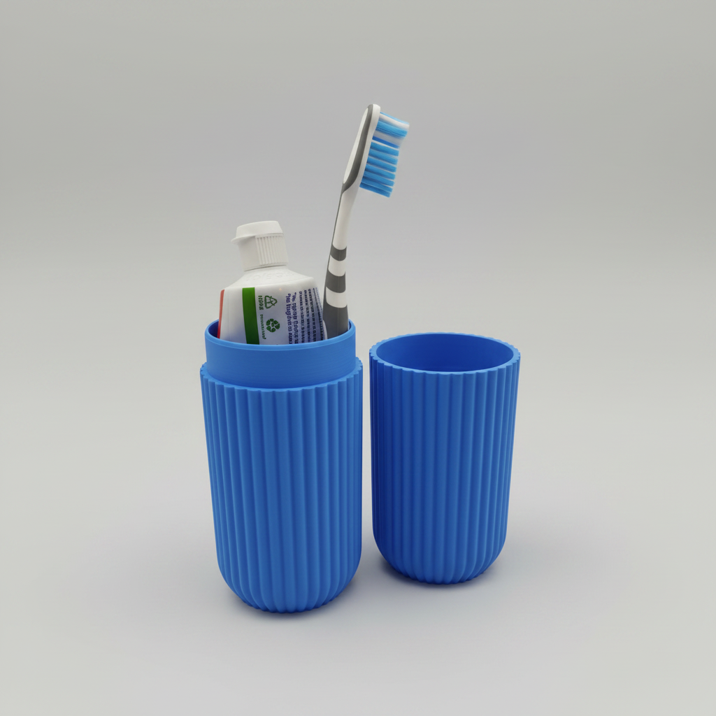 3D Printed Ribbed Toothbrush and Toothpaste Travel Case
