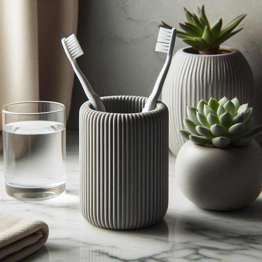 Modern Ribbed Toothbrush & Paste Holder
