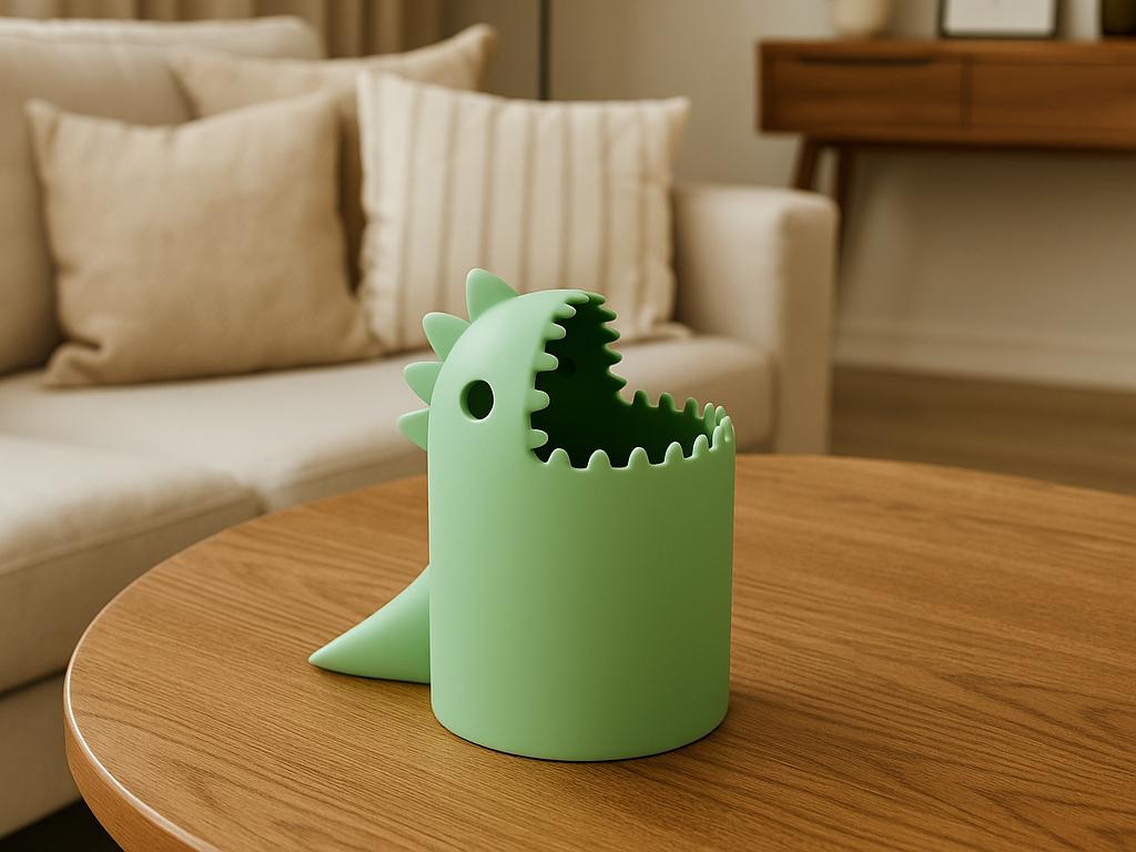 3D Printed Dinosaur Desk Bin | Fun Dino Rubbish Bin | Cute Office & Kids Room Decor | Unique Gift | Custom Colours | T-Rex Waste Basket