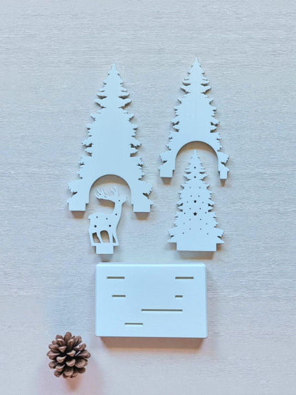 Reindeer & Tree tealight – White Christmas Decoration