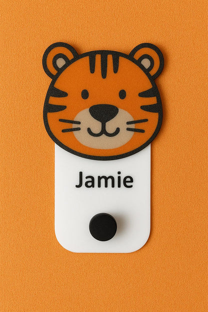Personalised Tiger & Zebra Wall Hooks – Custom Kids Name Hooks for Coats, Bags and More!