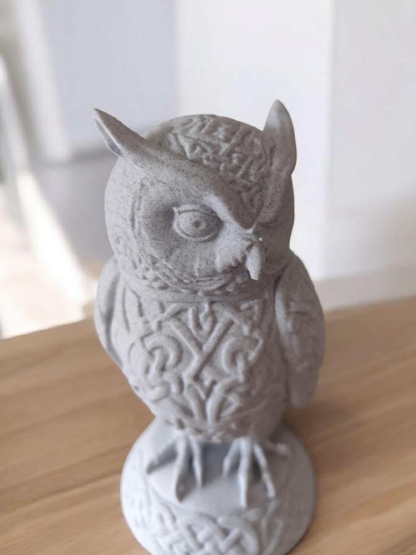 3D Printed Majestic Celtic Owl Sculpture