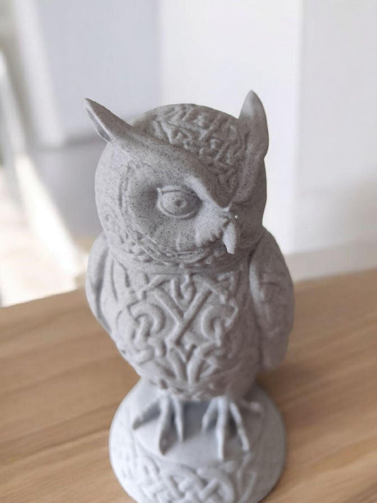 3D Printed Majestic Celtic Owl Sculpture