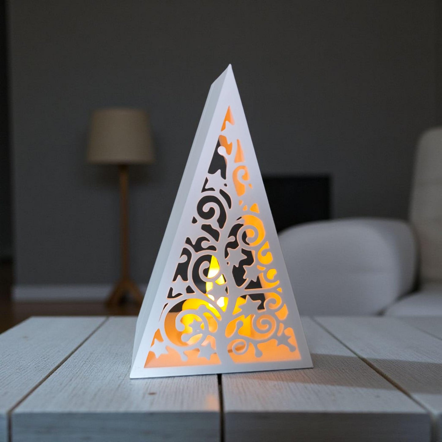 3D Printed Pyramid Christmas Tree Tealight Lantern