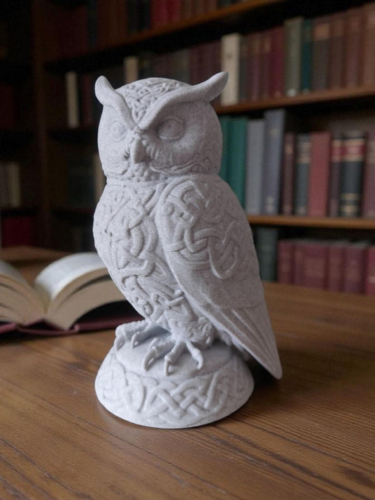 3D Printed Majestic Celtic Owl Sculpture