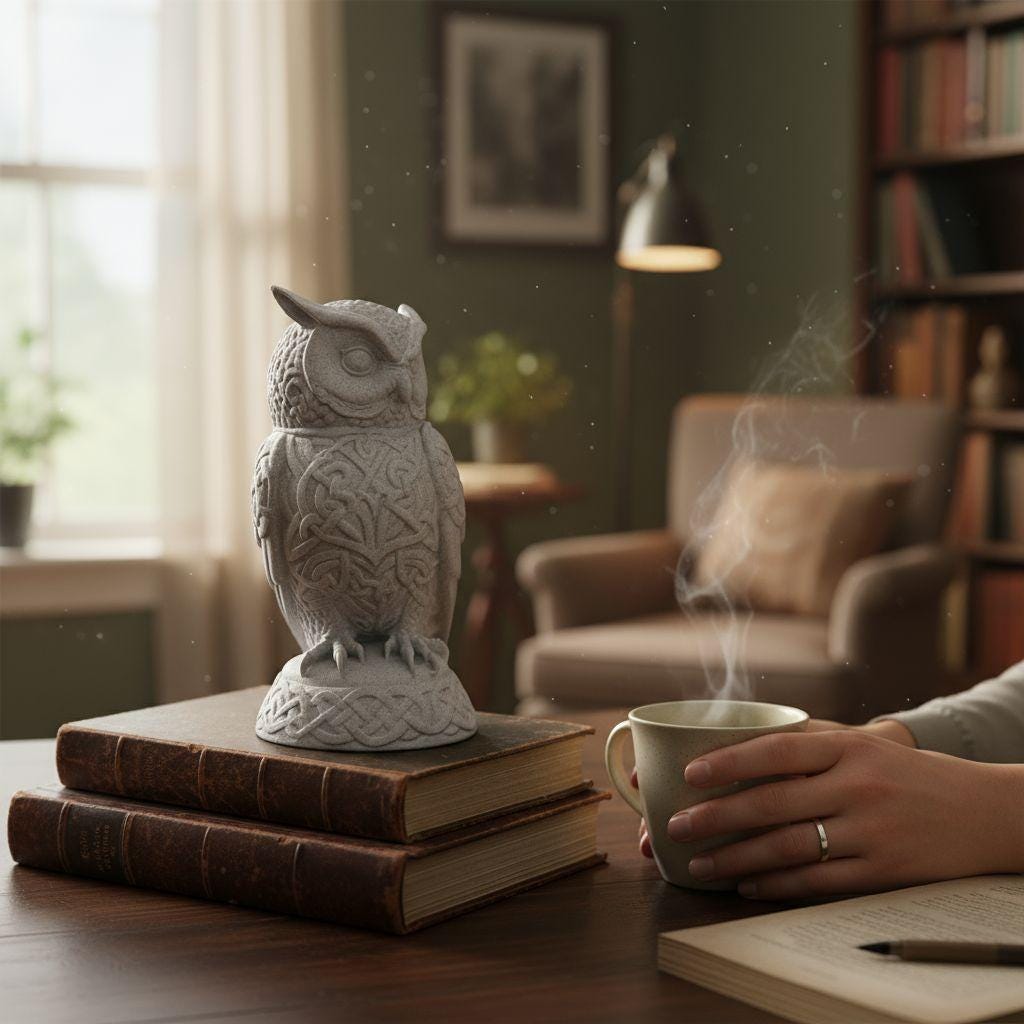 3D Printed Majestic Celtic Owl Sculpture
