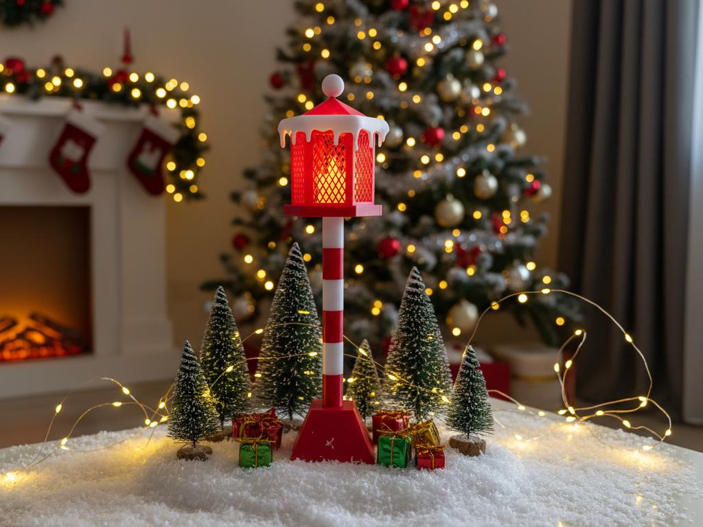 3D Printed Christmas Street Lamp Tealight Lantern