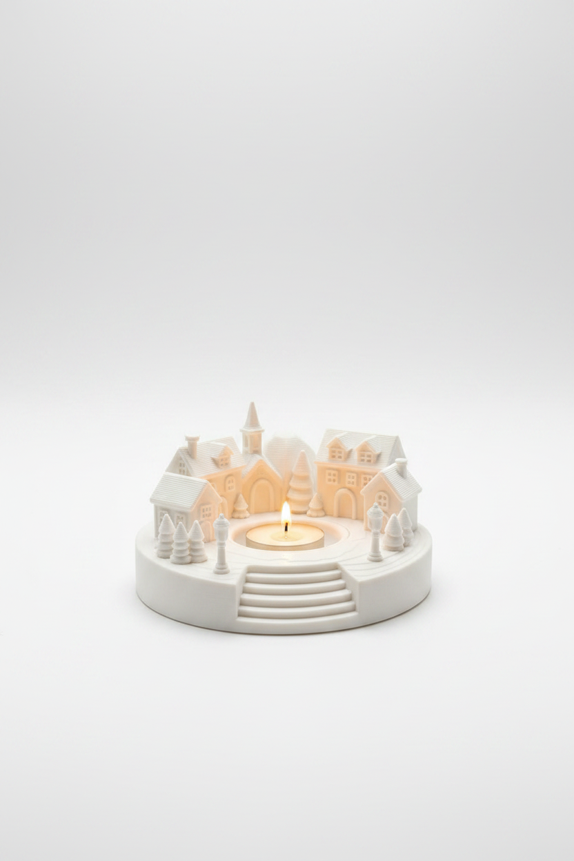 3D Printed Winter Village Candle Holder