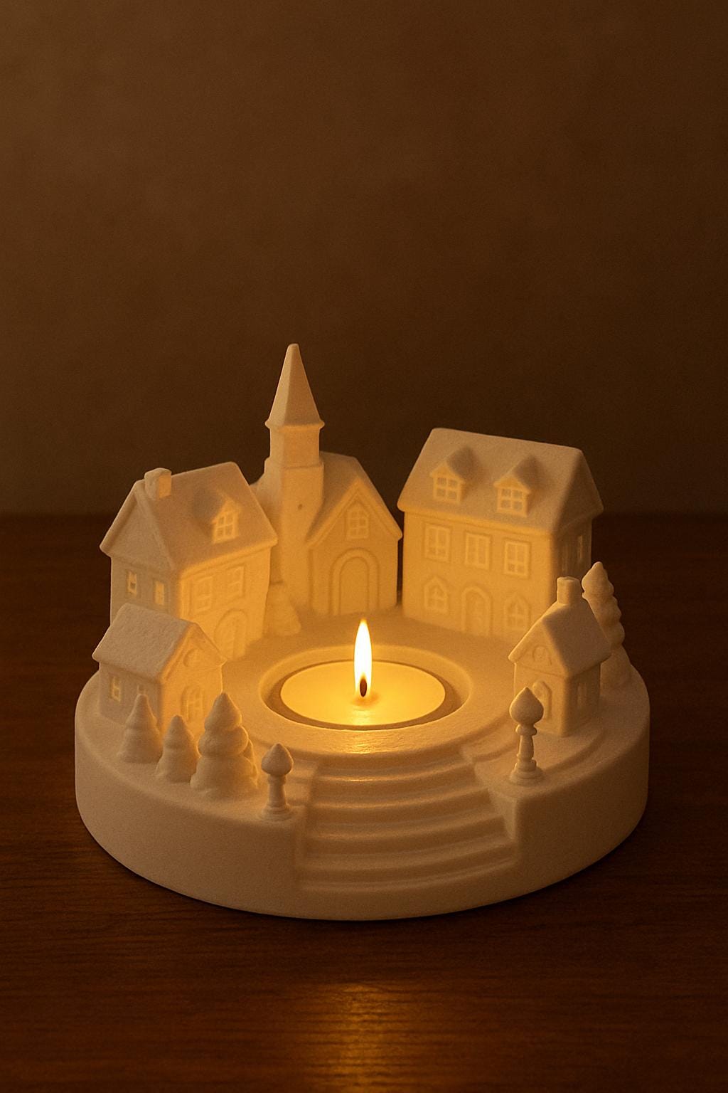 3D Printed Winter Village Candle Holder