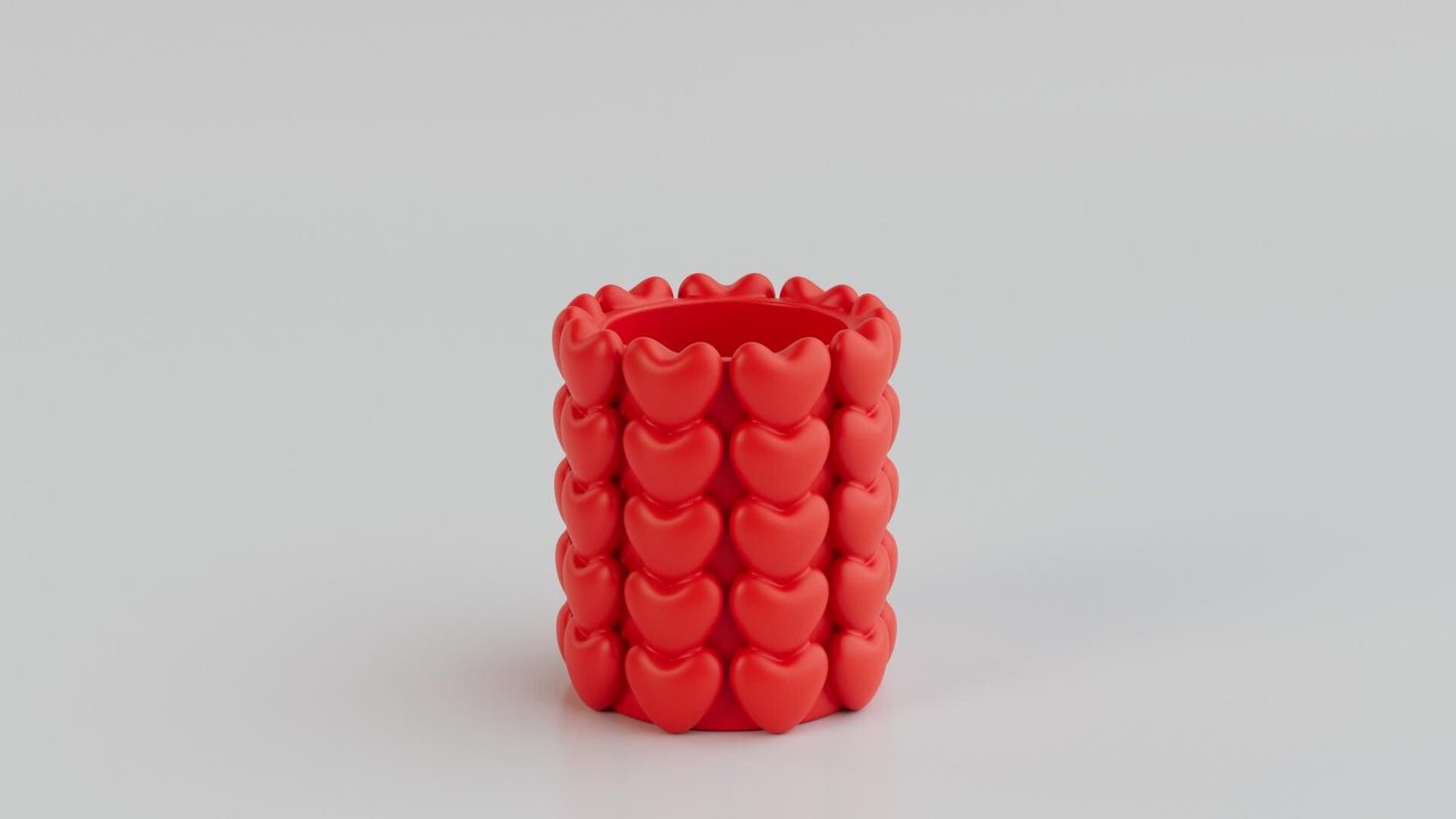 3D Printed Tealight Candle Holder with Little Hearts – Valentine Décor