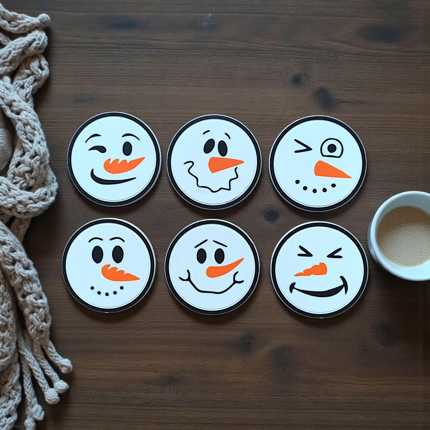 3D Printed Snowman Coasters Set – Christmas Table Décor UK