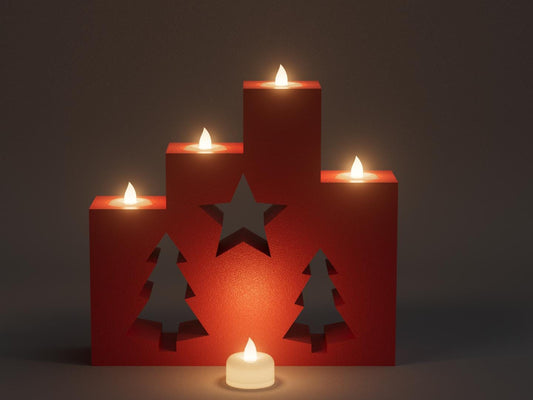 3D Printed Christmas Tealight Candle Holder – 4 Tealights