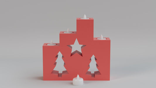 3D Printed Christmas Tealight Candle Holder – 4 Tealights