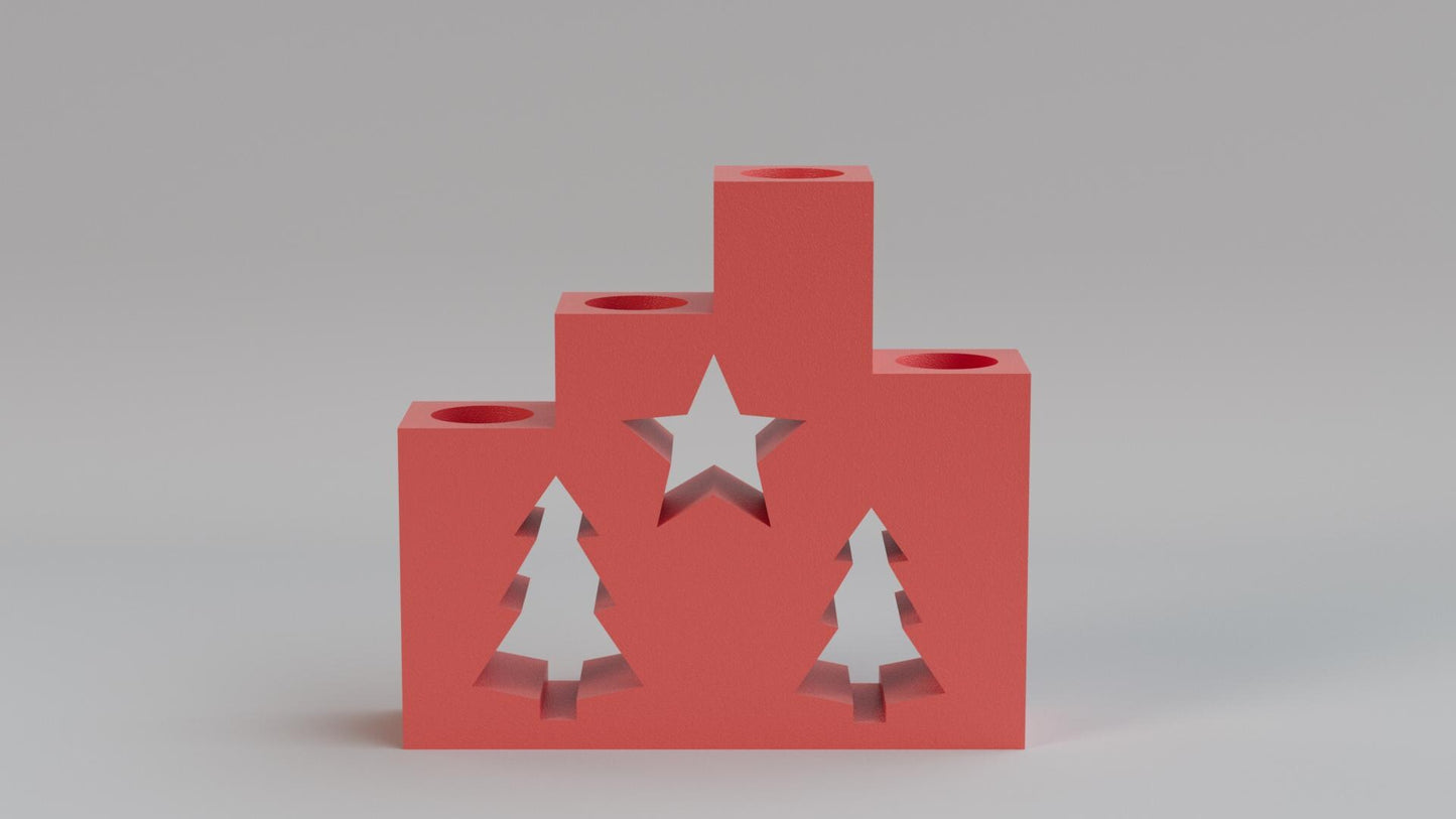 3D Printed Christmas Tealight Candle Holder – 4 Tealights