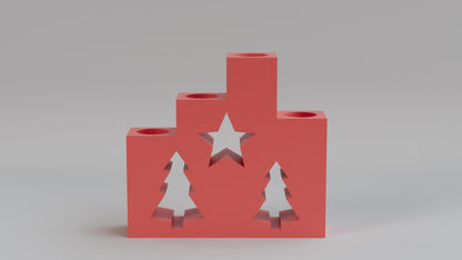 3D Printed Christmas Tealight Candle Holder – 4 Tealights