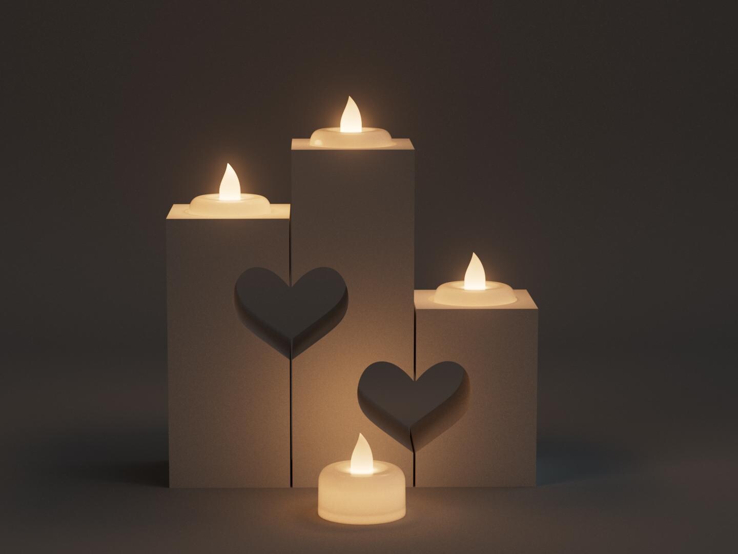 3D Printed Heart Tealight Candle Holder – 3 Tealights