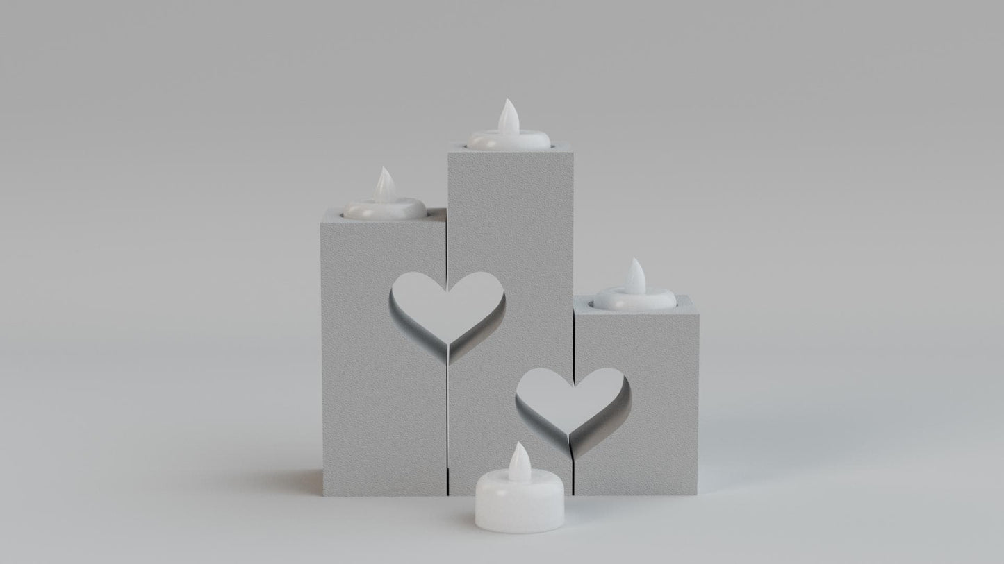 3D Printed Heart Tealight Candle Holder – 3 Tealights