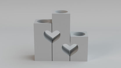 3D Printed Heart Tealight Candle Holder – 3 Tealights
